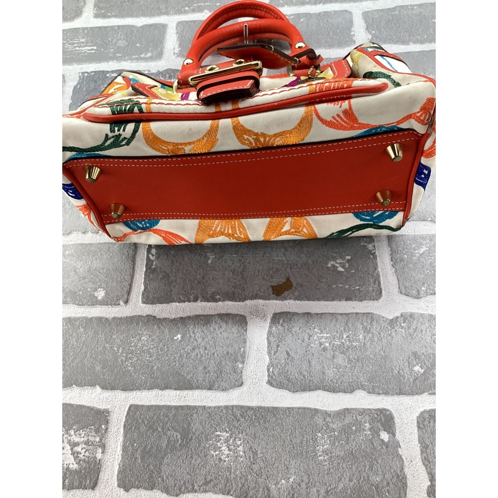 Coach Scribble Multi Color Canvas Satchel Bag Orange Leather Trim 2005 1857 - Picture 3 of 13